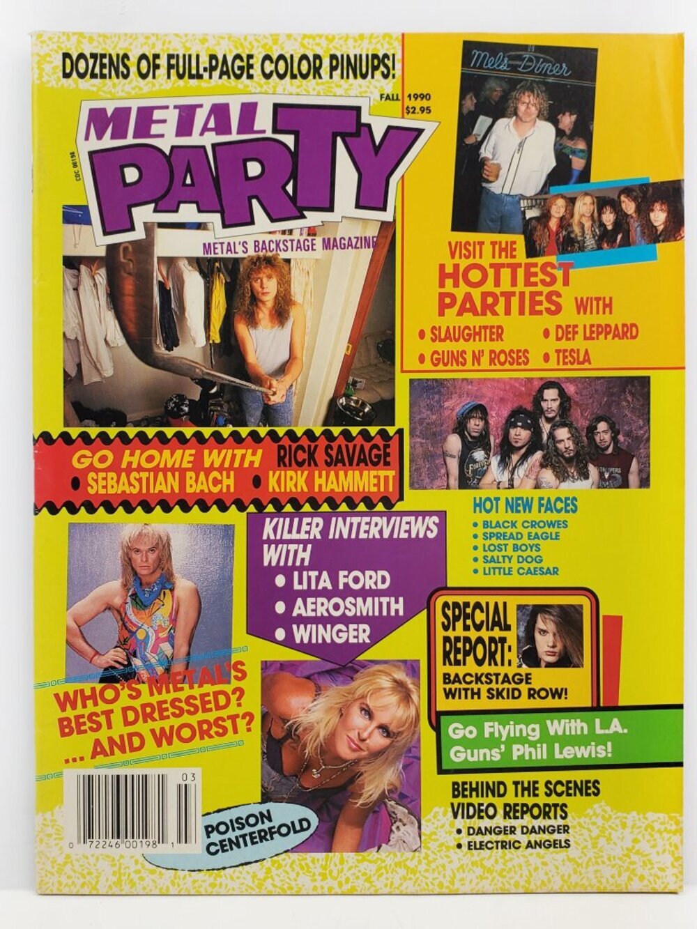 Metal Party Magazine VTG 1990 Ozzy Sabbath Lyric Phil Lewis Poison Pinup Posters